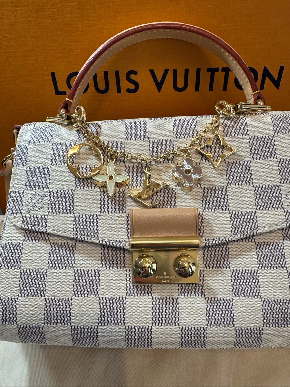 Louis Vuitton Damier Azur Canvas Top Handle Satchel with Gold Hardware - Picture 5 of 12